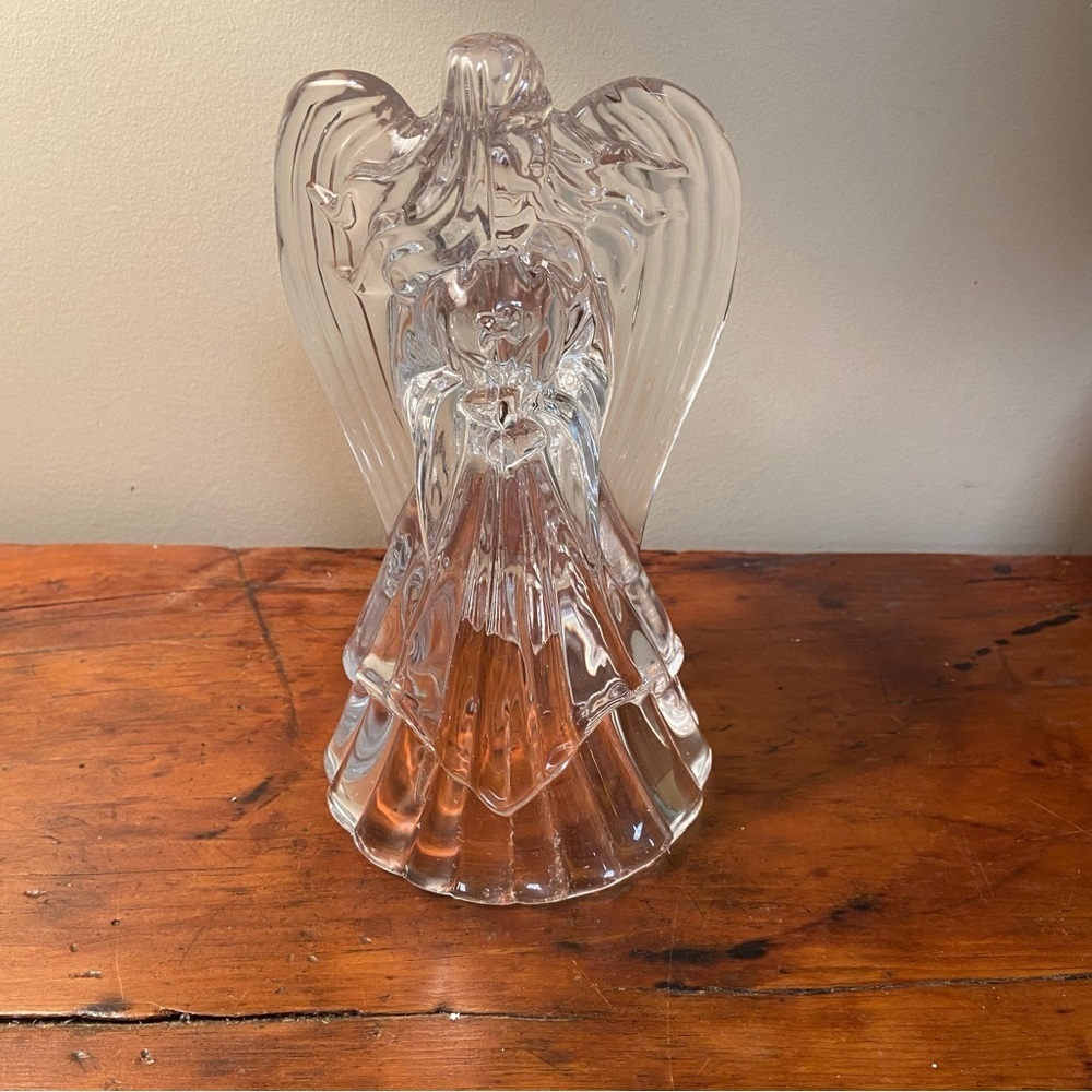 St. George Lead Crystal Angel Candleholder Christmas Collectible